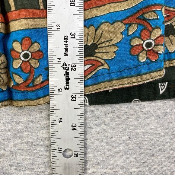 Colorfull Tunic Top Womens Large Green Multicolored 3/4 Sleeve Split Sides - Picture 10 of 10